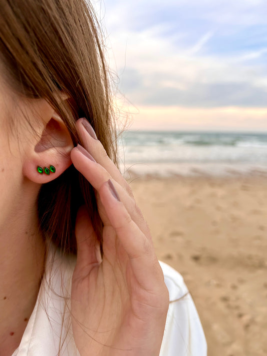 Boucles d'oreilles Gouttes vertes